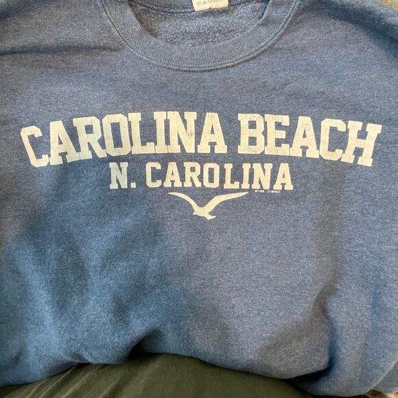 Carolina Beach North Carolina Graphic Sweatshirt Outer Bank Heather Blue Jerzees - Picture 6 of 6
